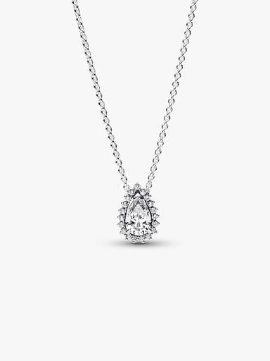 Sparkling Pear Halo Collier Necklace