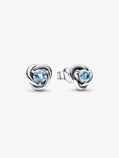 March Birthstone Eternity Circle Stud Earrings