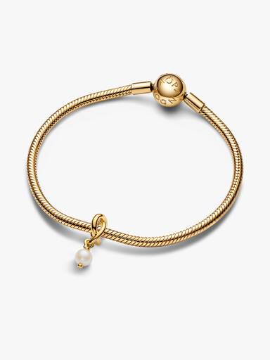 June Birthstone Pearl Eternity Circle Dangle Charm