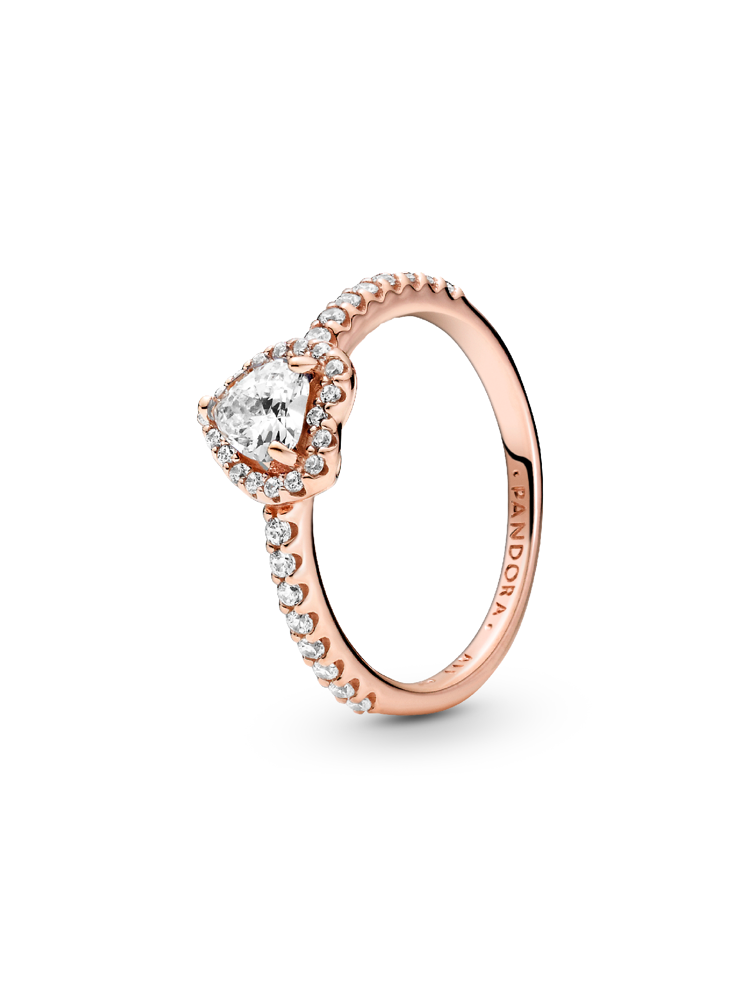 Sparkling Elevated Heart Ring | Rose gold plated | Pandora IE