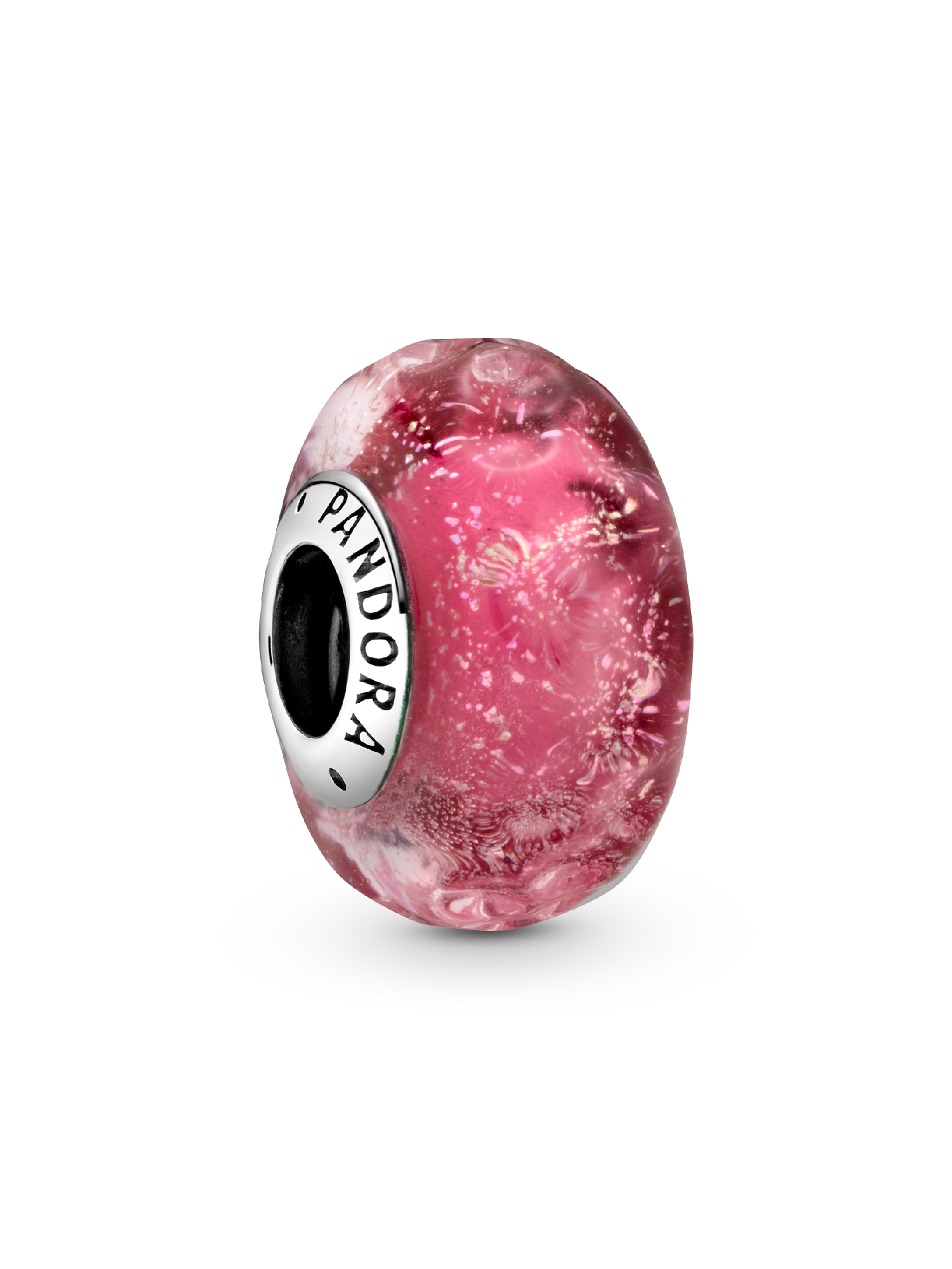 Wavy Fancy Pink Murano Glass Charm