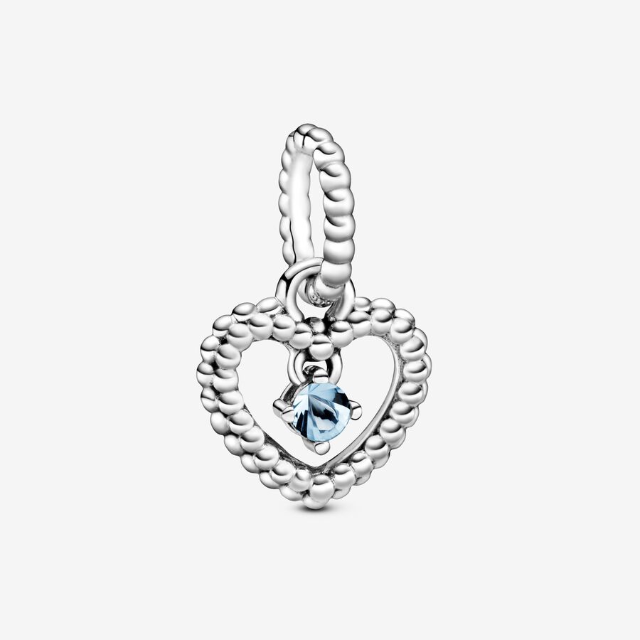 March Birthstone Heart Dangle Charm image number 0