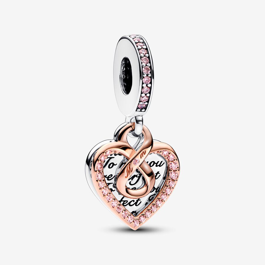 Two-tone Infinity Mum Heart Double Dangle Charm image number 0