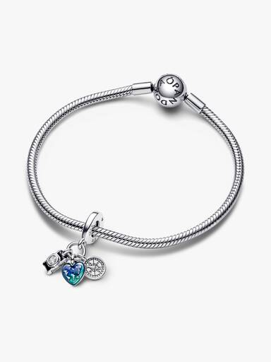 Camera, Heart & Compass Triple Dangle Charm