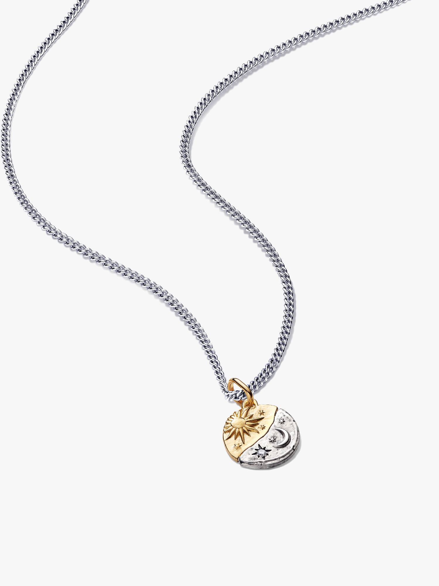 Sun and Moon Medallion Charm Necklace Set