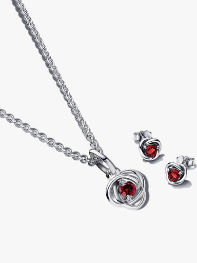 July Braided Birthstone Dangle Necklace & Earrings Set