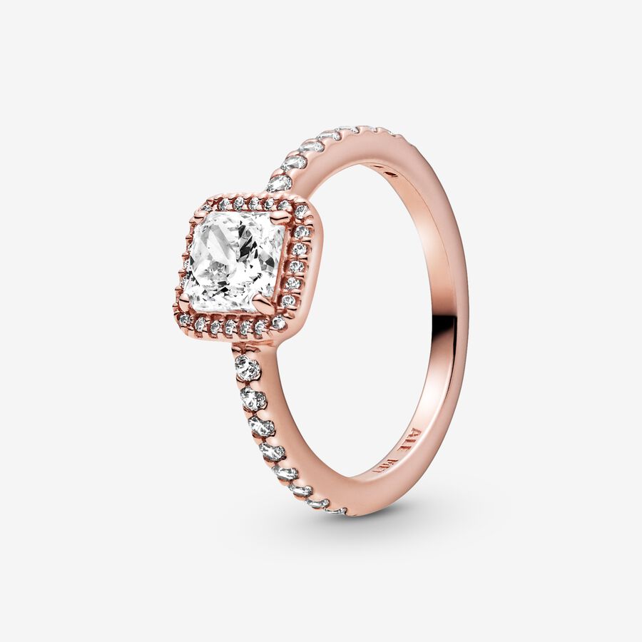 Square Sparkle Halo Ring image number 0