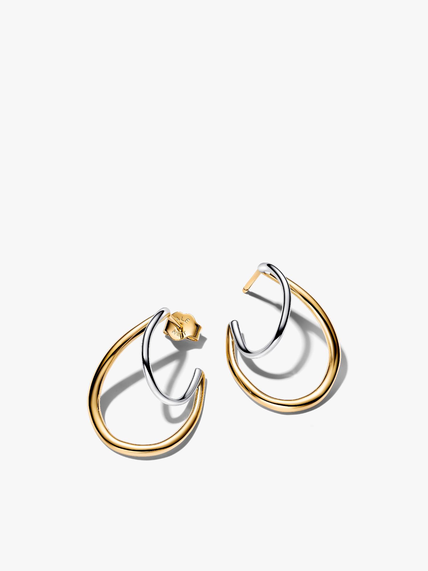 Organically Shaped Two-Tone Double Hoop Earrings 