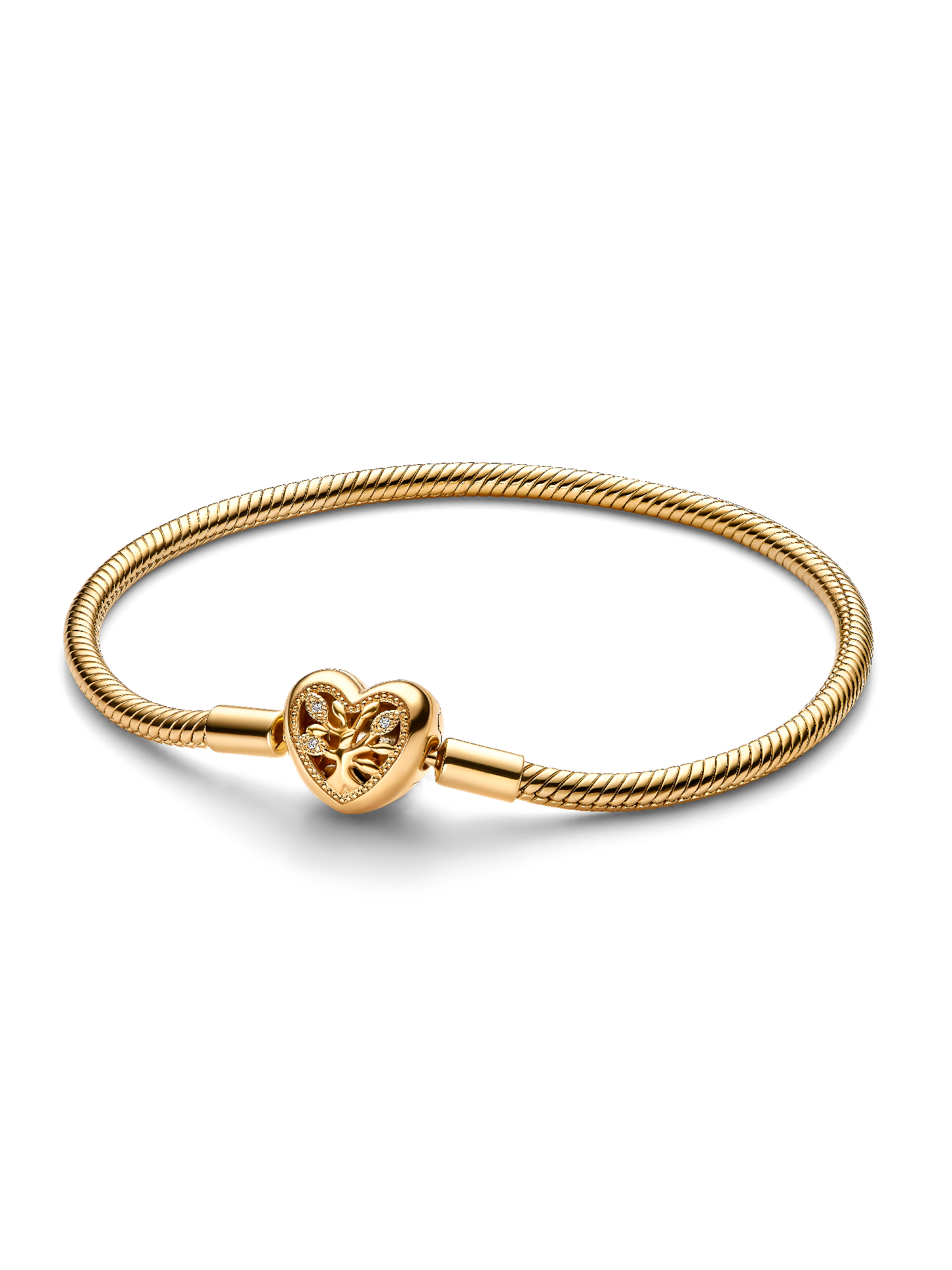 Family Tree Heart Clasp Snake Chain Bracelet