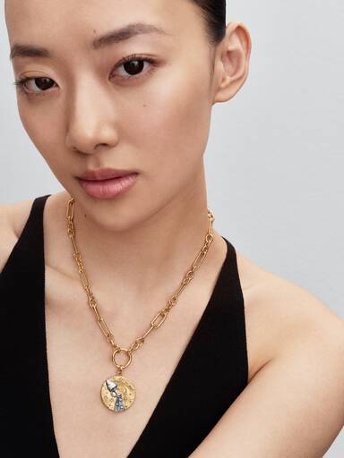 Aquarius Zodiac Oversized Medallion Charm