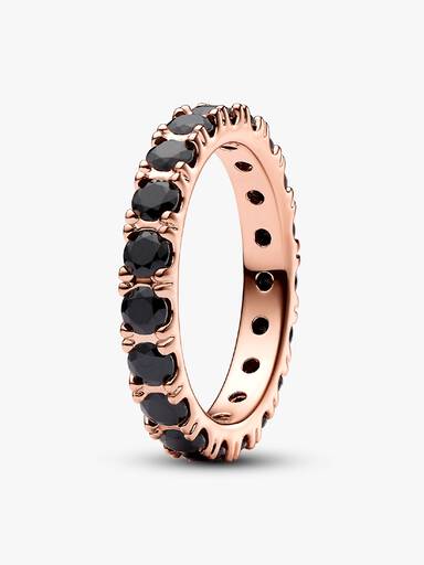Black Sparkling Row Eternity Ring