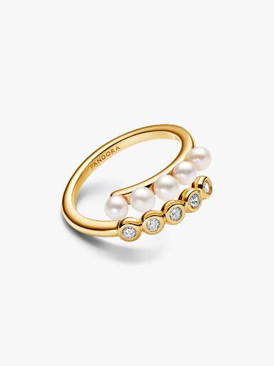 Treated Freshwater Cultured Pearls & Stones Open Ring
