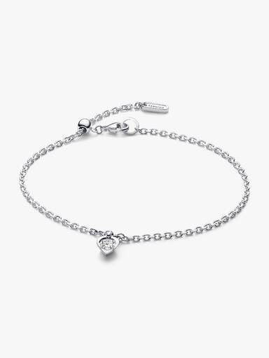 Heart sterling silver bracelet with 0.25 ct TW G-J VS+ round brilliant excellent cut lab-grown diamond