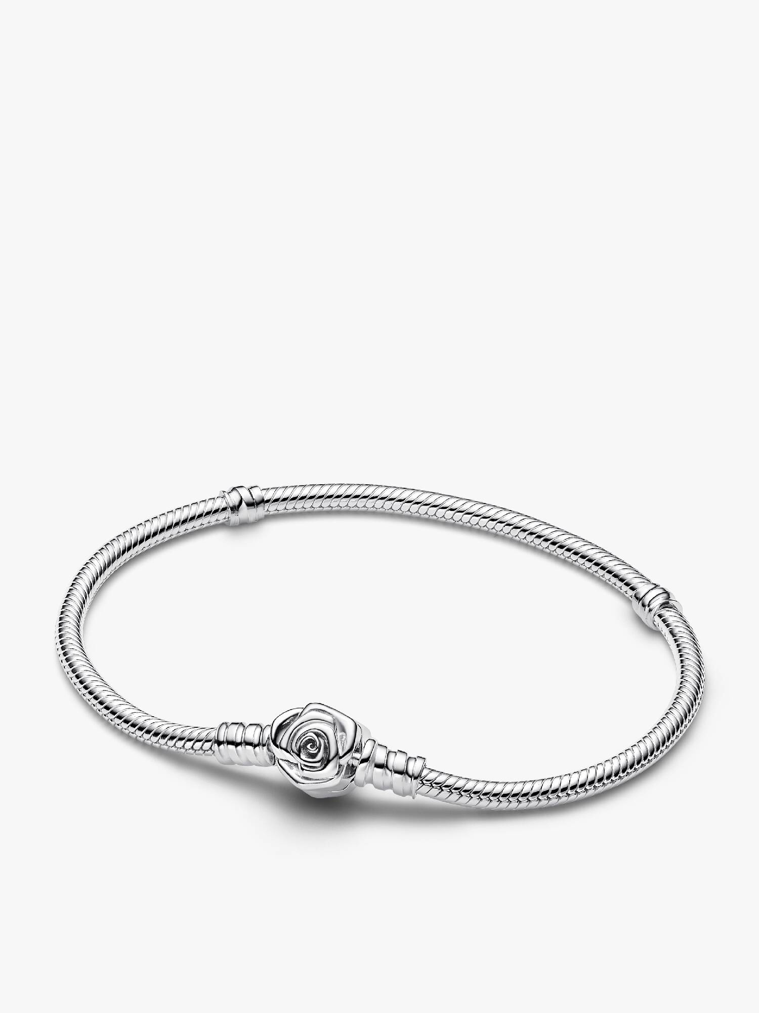 Pandora Moments Rose in Bloom Clasp Snake Chain Bracelet