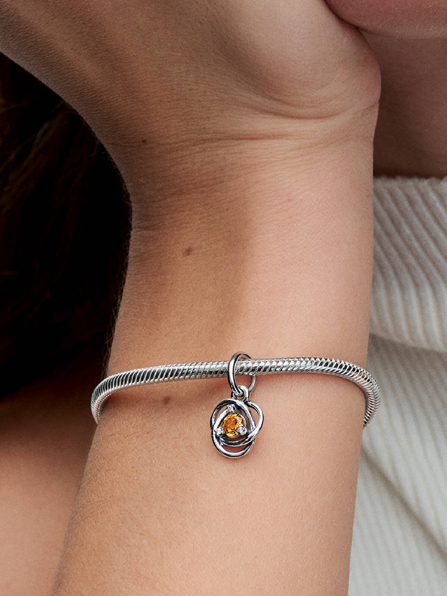 November Birthstone Eternity Circle Dangle Charm
