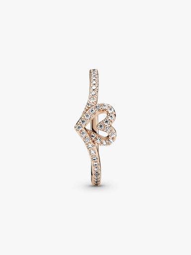 Sparkling Wishbone Heart Ring