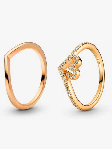14K Gold Plated Wishbone Ring Bundle