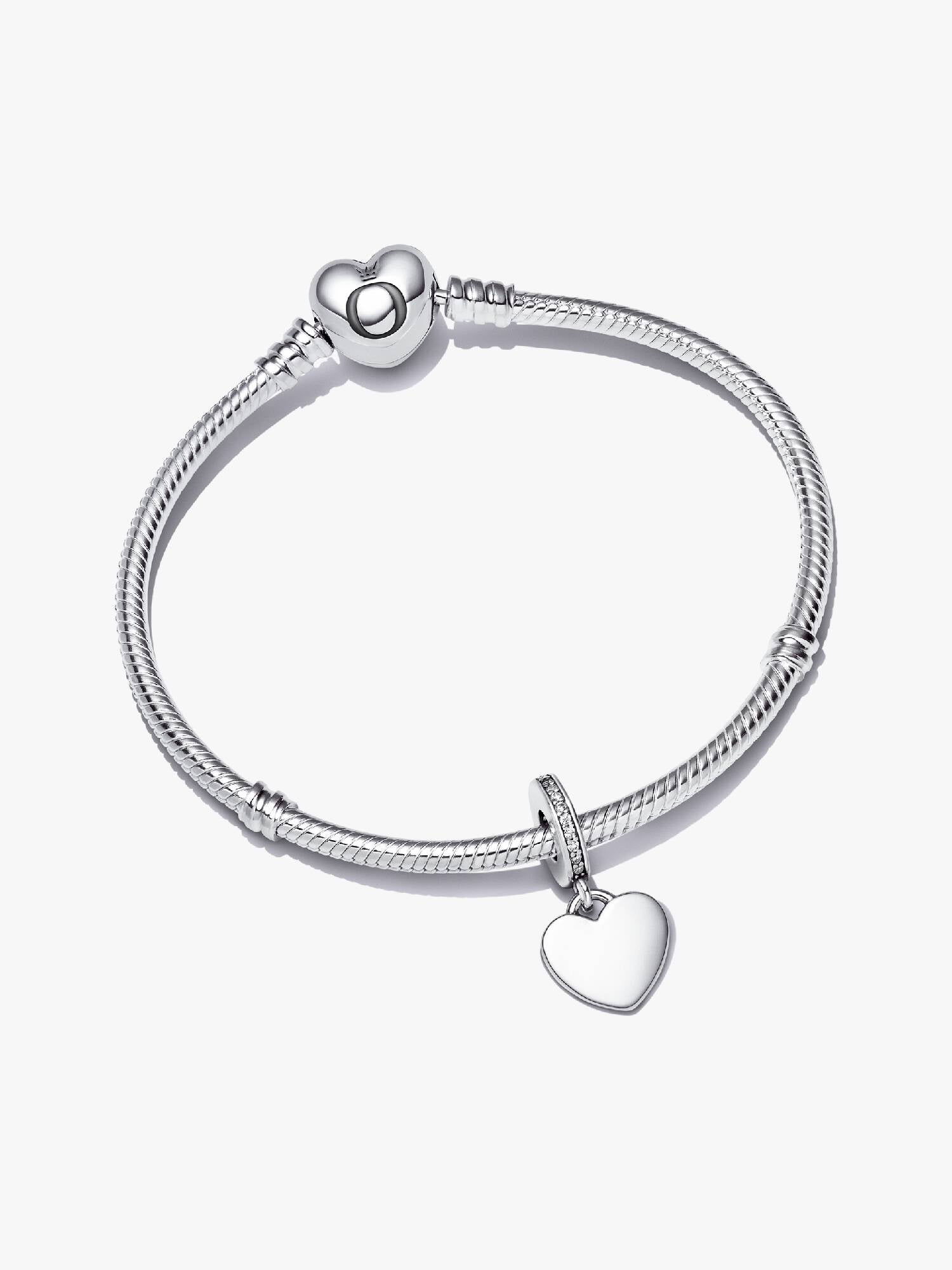 Engravable Heart Tag Dangle Charm & Bracelet Gift Set