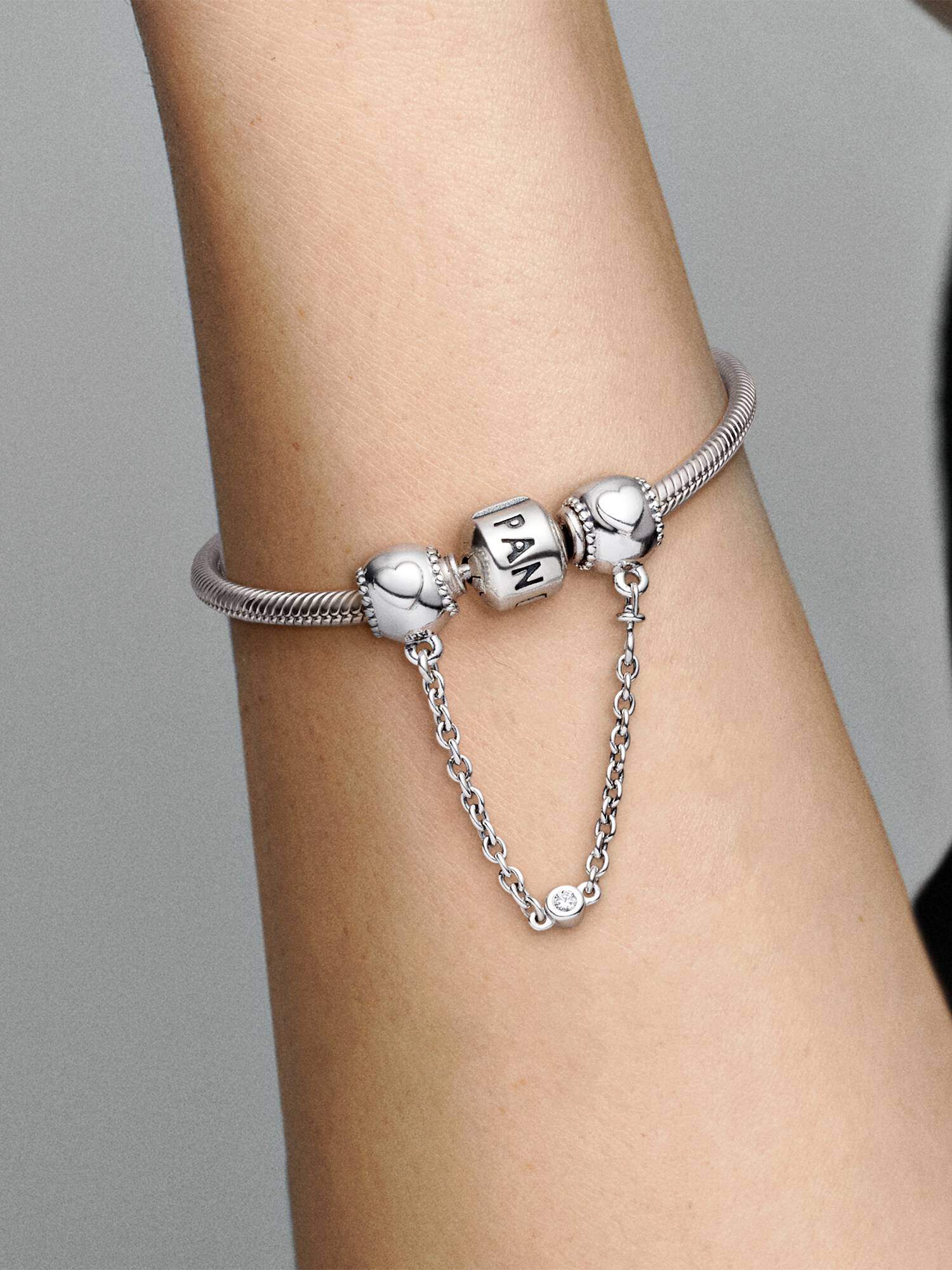 Embossed Hearts Safety Chain Clip Charm