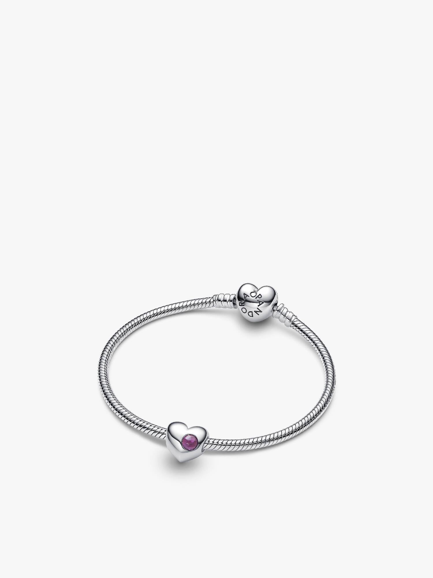 Engravable February Heart Bracelet and Charm Gift Set