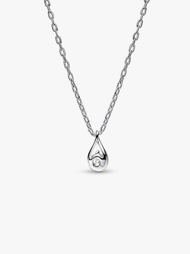 Sterling silver pendant with 0.25 ct TW G-J VS+ round brilliant excellent cut lab-grown diamond and necklace