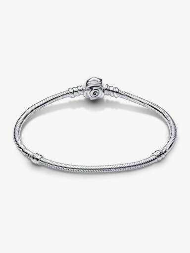 Pandora Moments Rose in Bloom Clasp Snake Chain Bracelet