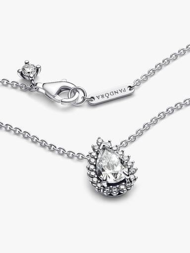 Sparkling Pear Halo Collier Necklace