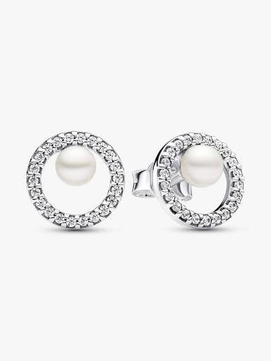 Treated Freshwater Cultured Pearl & Pavé Halo Stud Earrings
