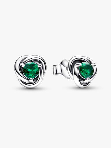 May Birthstone Eternity Circle Stud Earrings