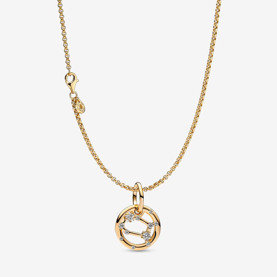 14K Gold Plated Gemini Zodiac Necklace image number 0