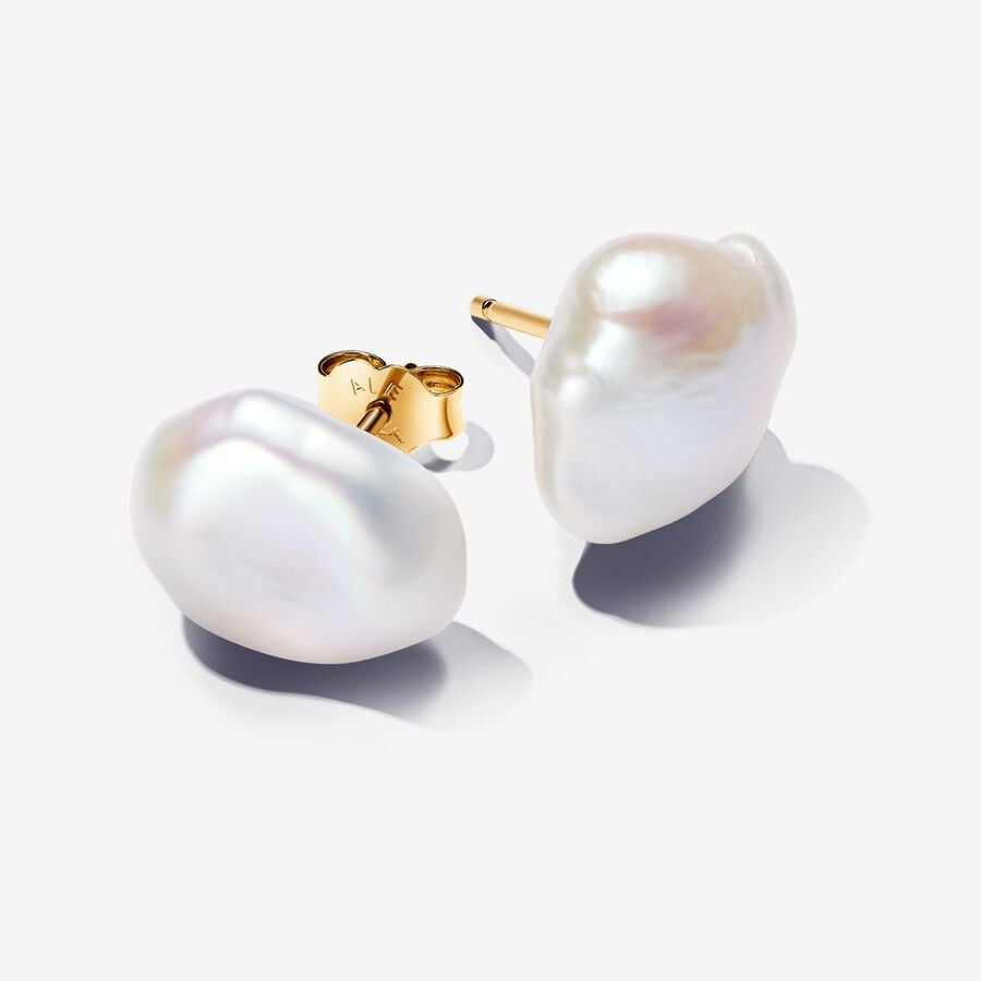 Baroque Treated Freshwater Cultured Pearl Stud Earrings image number 0
