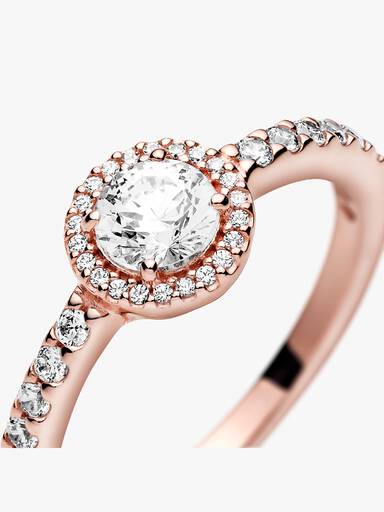 Classic Sparkle Halo Ring