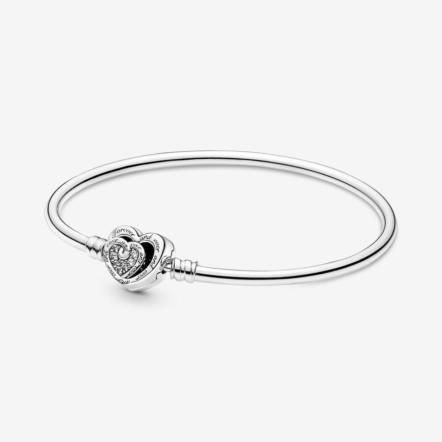 Pandora Moments Entwined Infinite Hearts Clasp Bangle image number 0