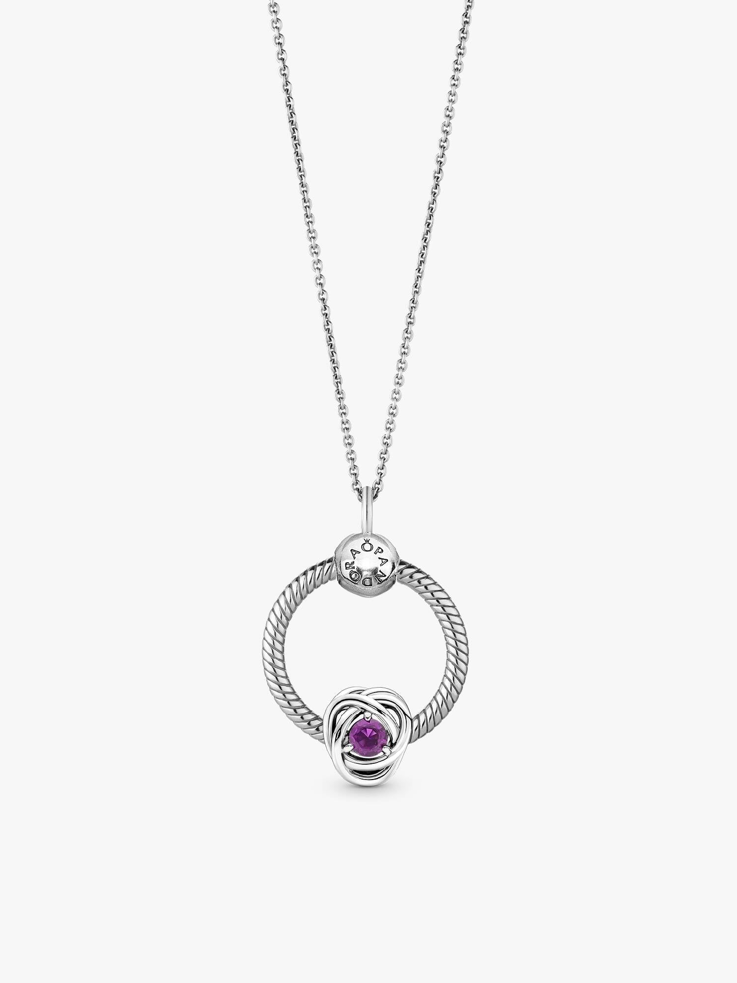 February Birthstone Eternity Circle O Pendant Set