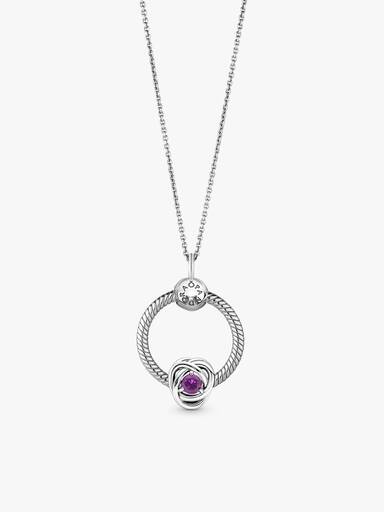 February Birthstone Eternity Circle O Pendant Set