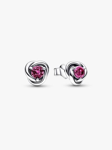October Birthstone Eternity Circle Stud Earrings
