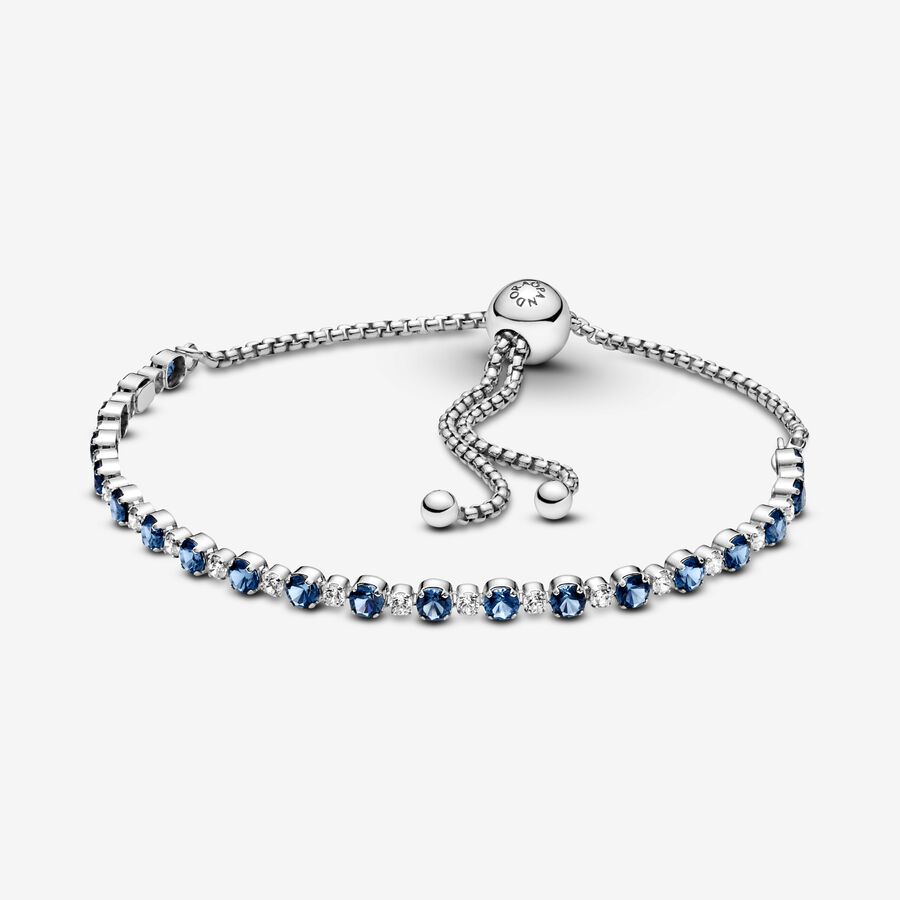 Blue and Clear Sparkle Slider Bracelet image number 0