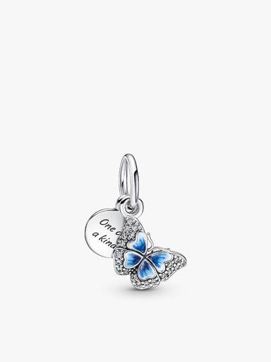 Blue Butterfly Dangle Charm and Bracelet Gift Set