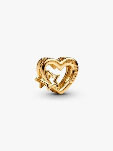 Openwork Family Heart & Star Charm