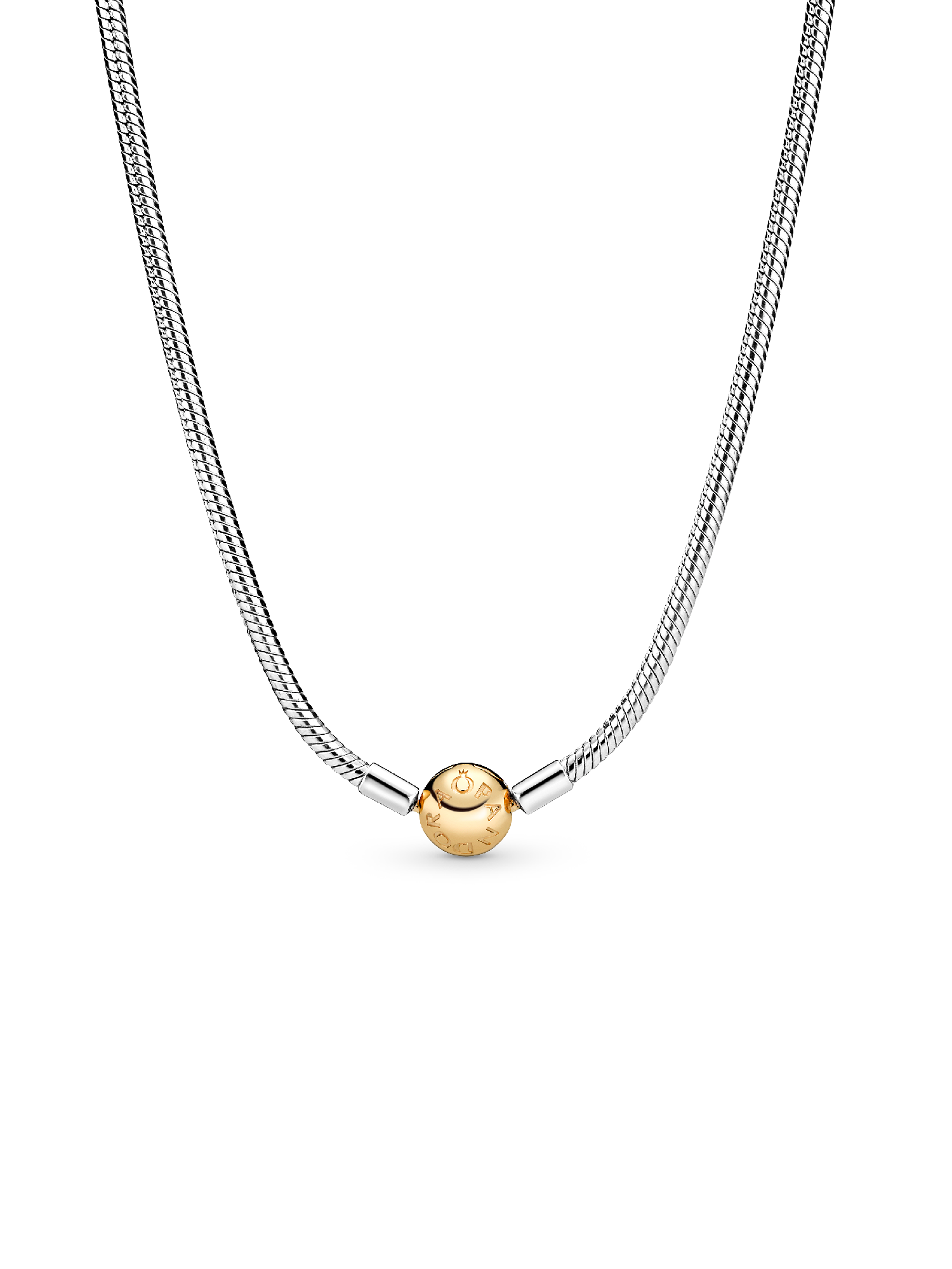 Silver necklace with round clasp in 14k