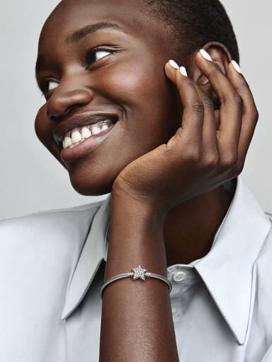 Pandora Moments Asymmetric Star Clasp Snake Chain Bracelet