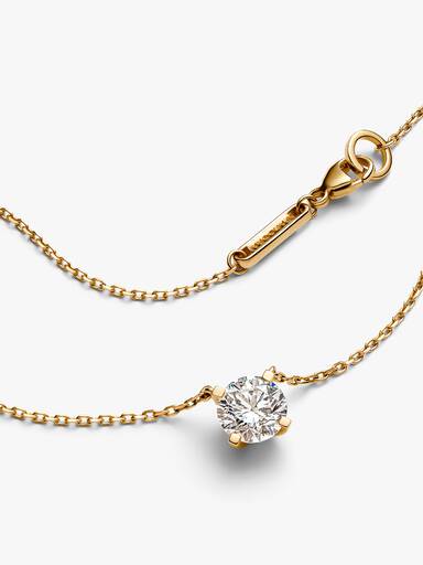 14k Gold pendant necklace with 1.00 ct TW G-J VS+ round brilliant excellent cut lab-grown diamond