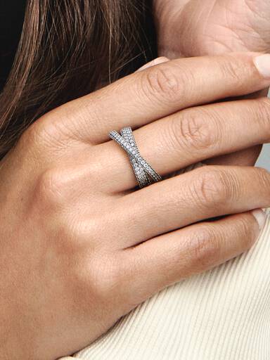 Pandora Timeless Pavé Crossover Dual Band Ring