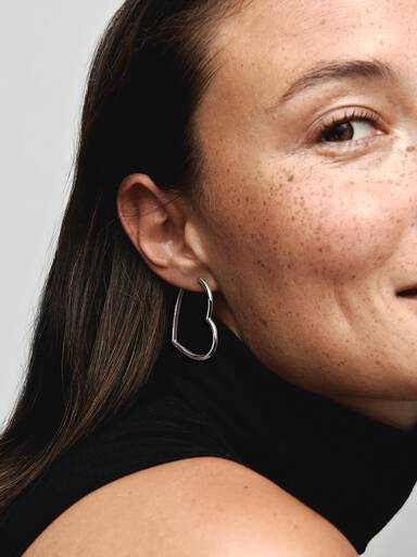 Asymmetrical Heart Hoop Earrings