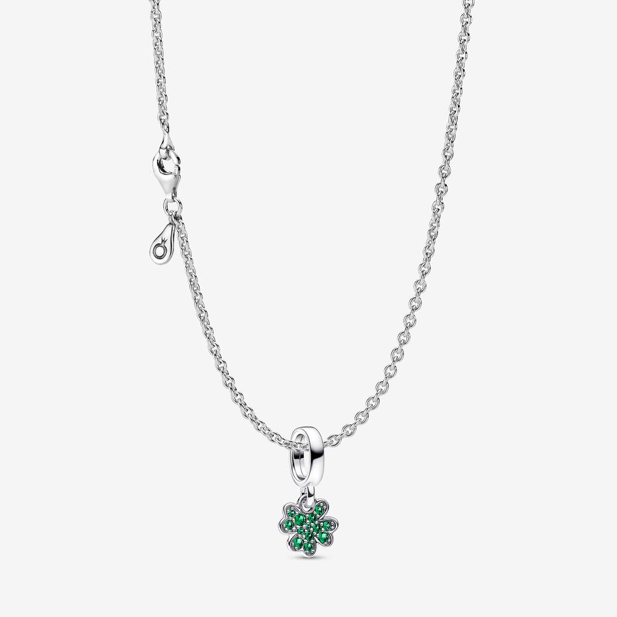 Four Leaf Clover Necklace, Sterling silver