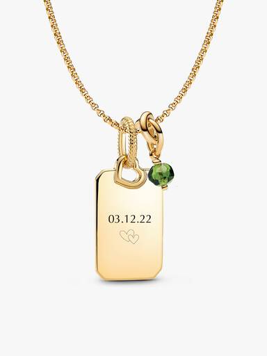 August Engravable Dangle Charm Necklace Set