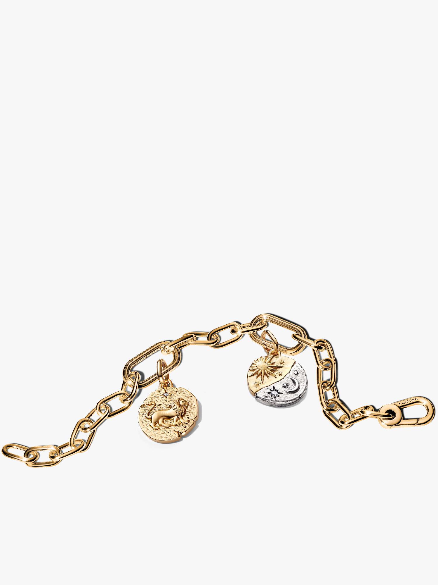 Gold Plated Talisman Sun, Moon and Lion Charm Bracelet Set