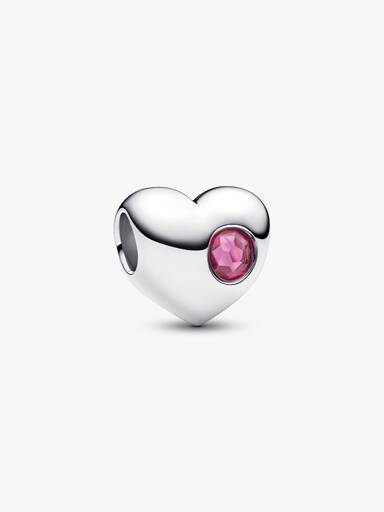 Engravable October Birthstone Heart Charm