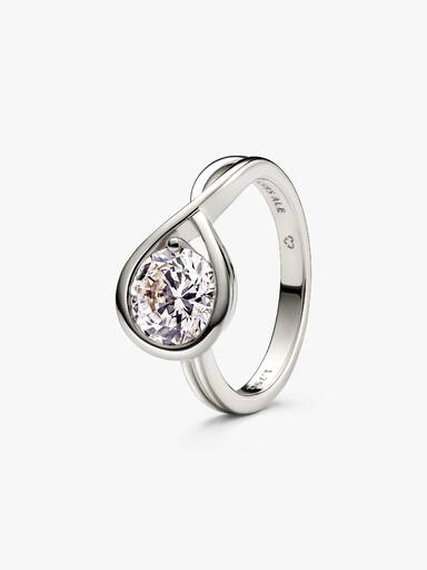 14k White gold ring with 1.75 ct TW G-J VS+ round brilliant excellent cut lab-grown diamond