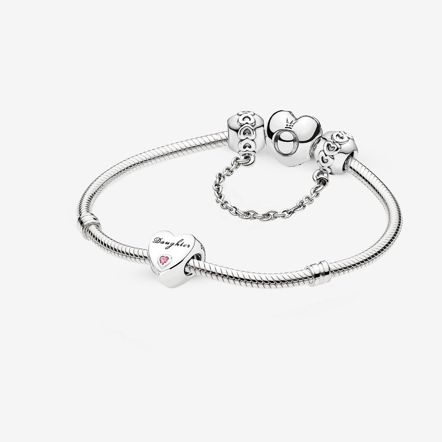 Daughter Heart Charm and Bracelet Gift Set​ image number 0